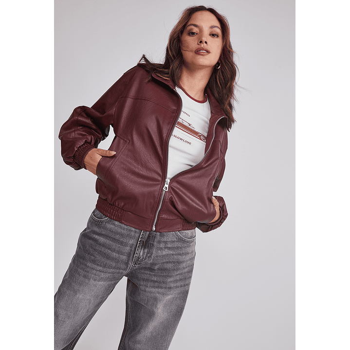 Chaqueta Mujer Ecocuero Burdeo Sioux 5