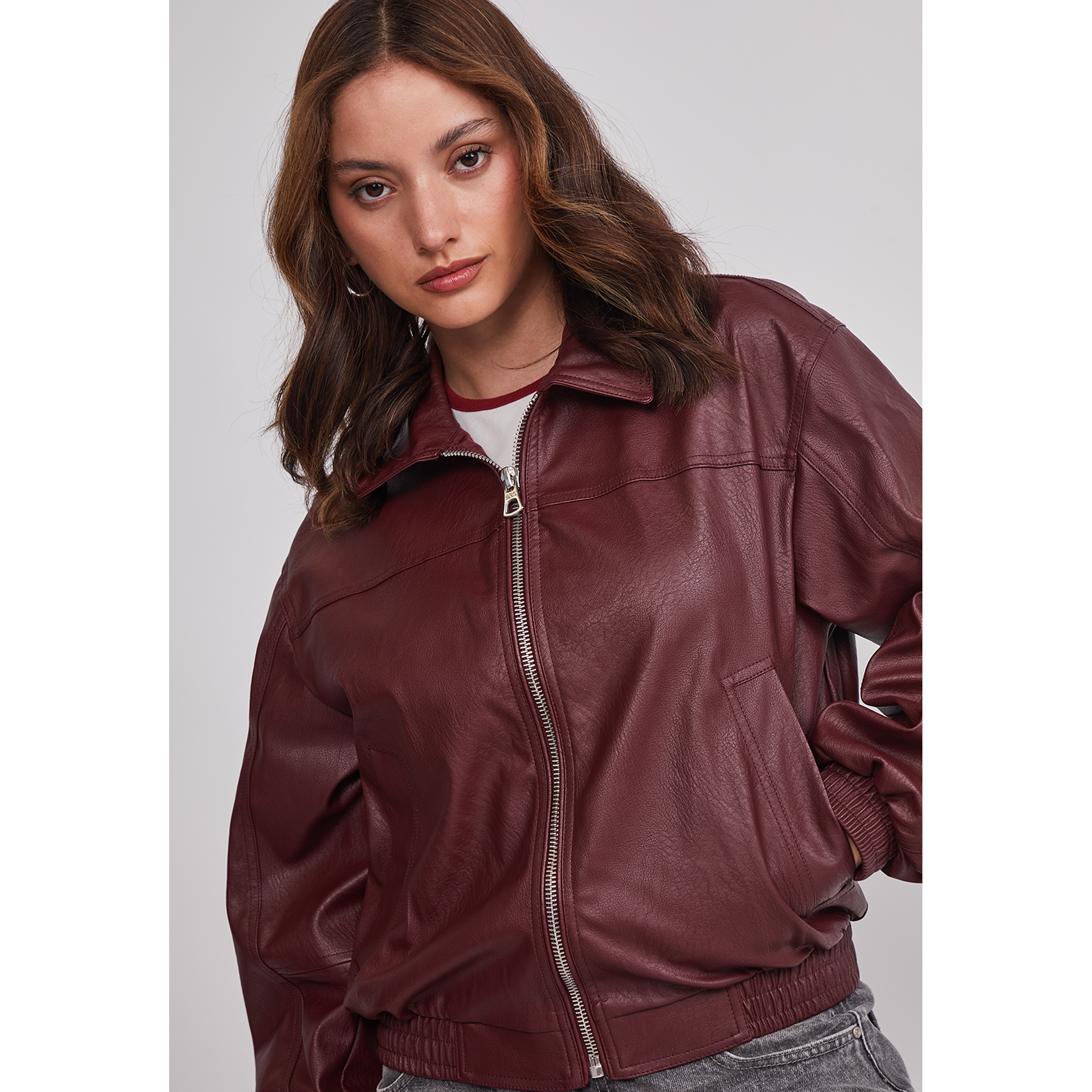 Chaqueta Mujer Ecocuero Burdeo Sioux 4