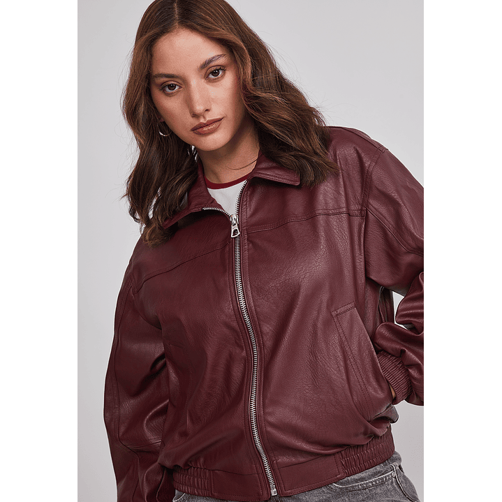 Chaqueta Mujer Ecocuero Burdeo Sioux 4