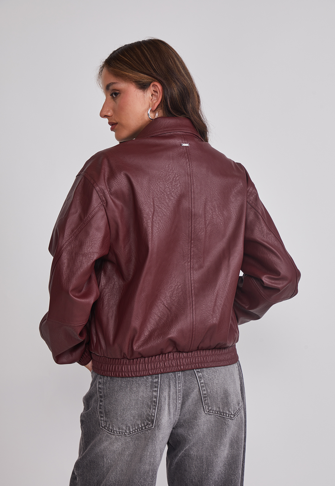 Chaqueta Mujer Ecocuero Burdeo Sioux 2