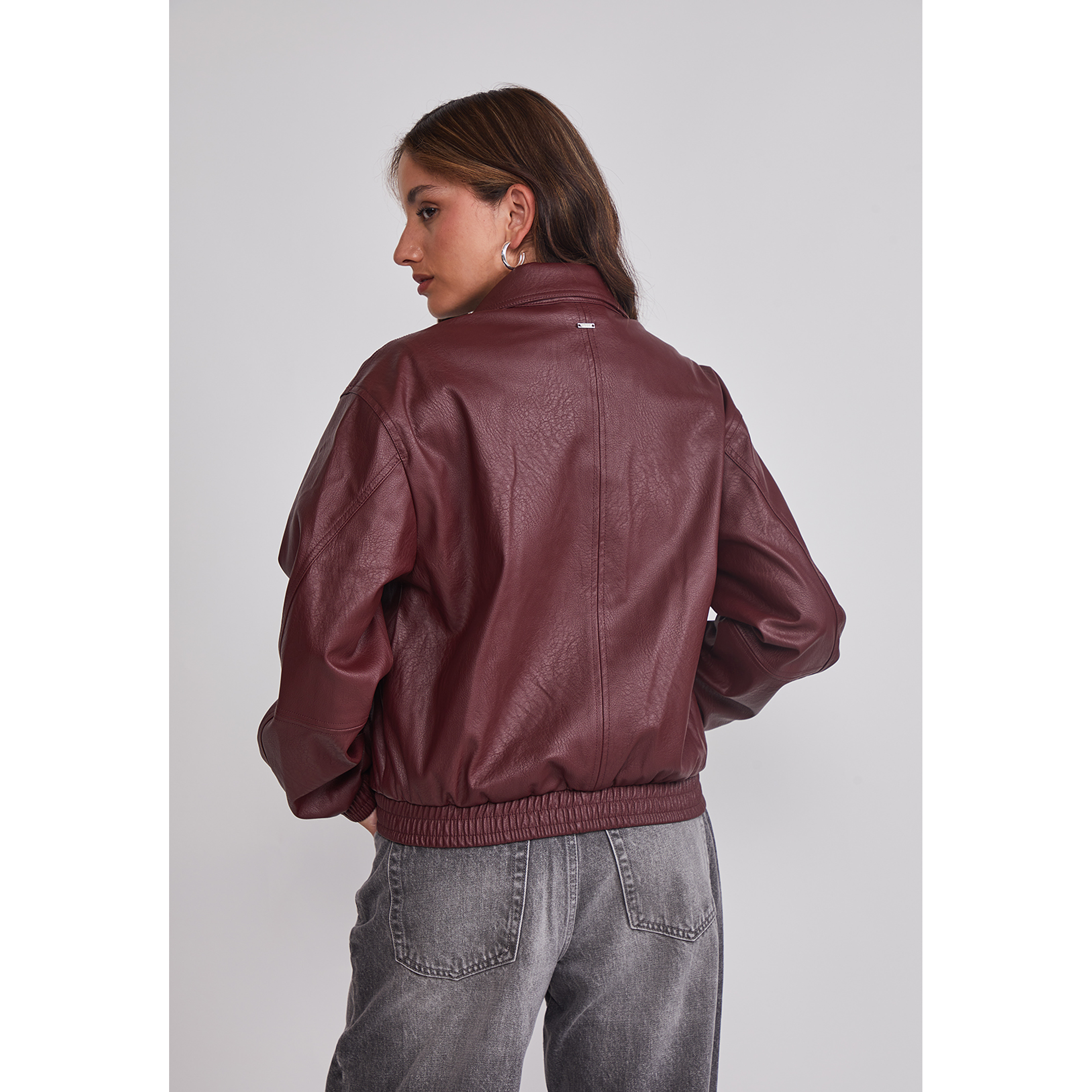 Chaqueta Mujer Ecocuero Burdeo Sioux 3