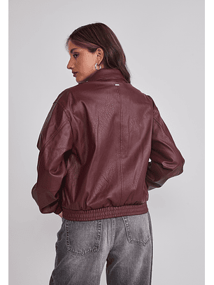 Chaqueta Mujer Ecocuero Burdeo Sioux