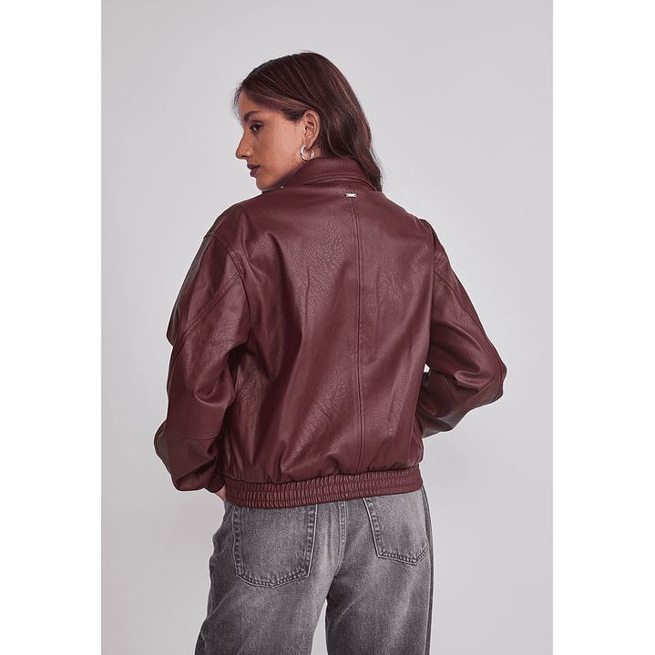 Chaqueta Mujer Ecocuero Burdeo Sioux 3