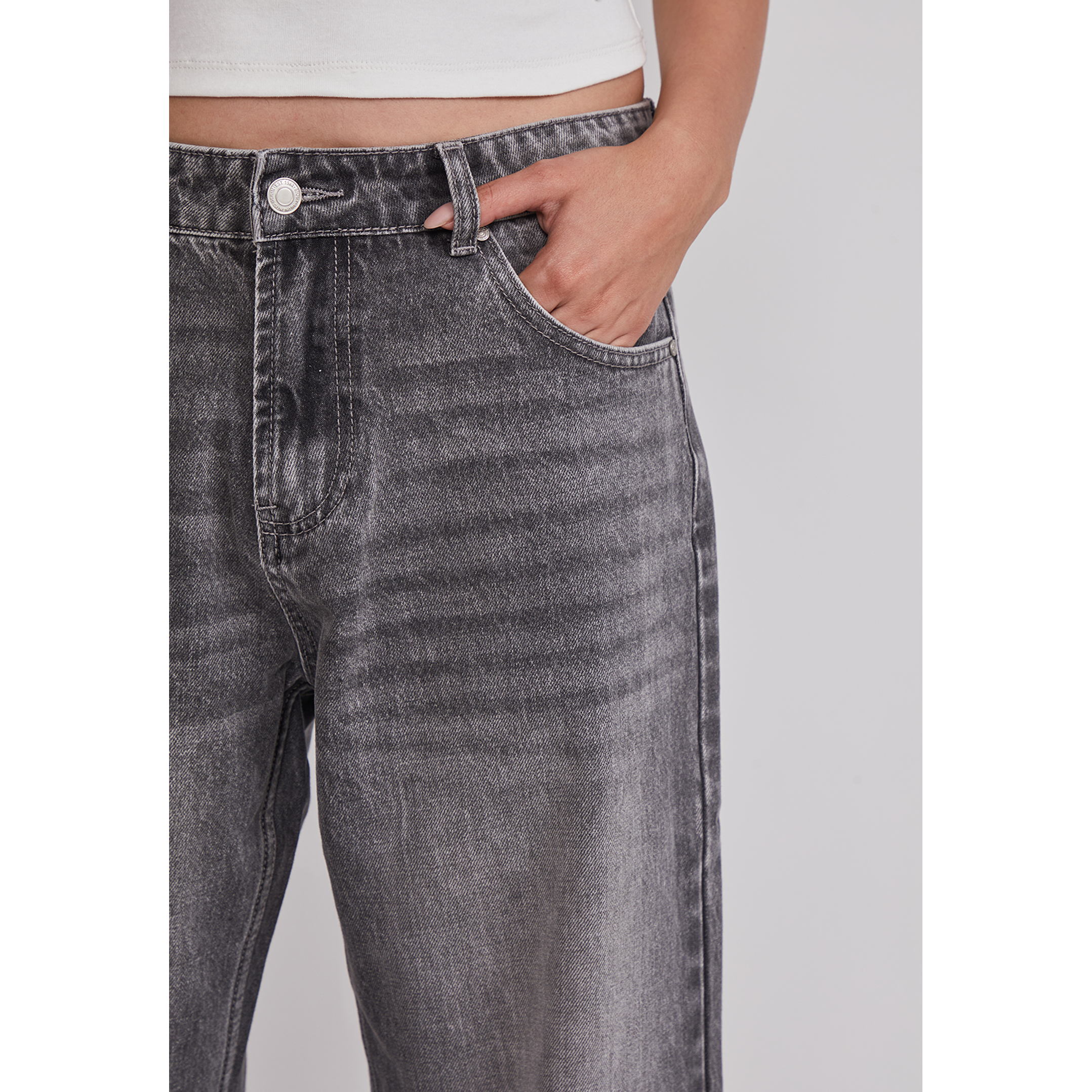 Jeans Mujer Baggy Tiro Medio Gris Sioux 4