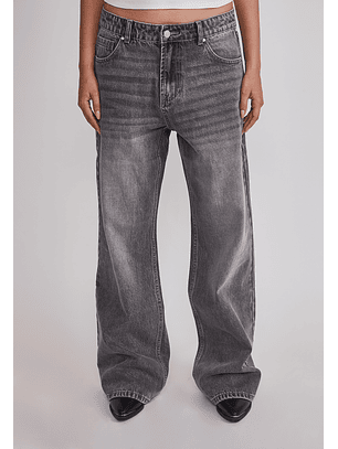 Jeans Mujer Baggy Tiro Medio Gris Sioux