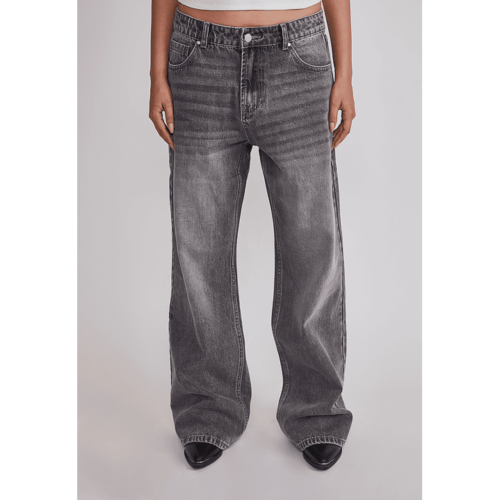 Jeans Mujer Baggy Tiro Medio Gris Sioux 1