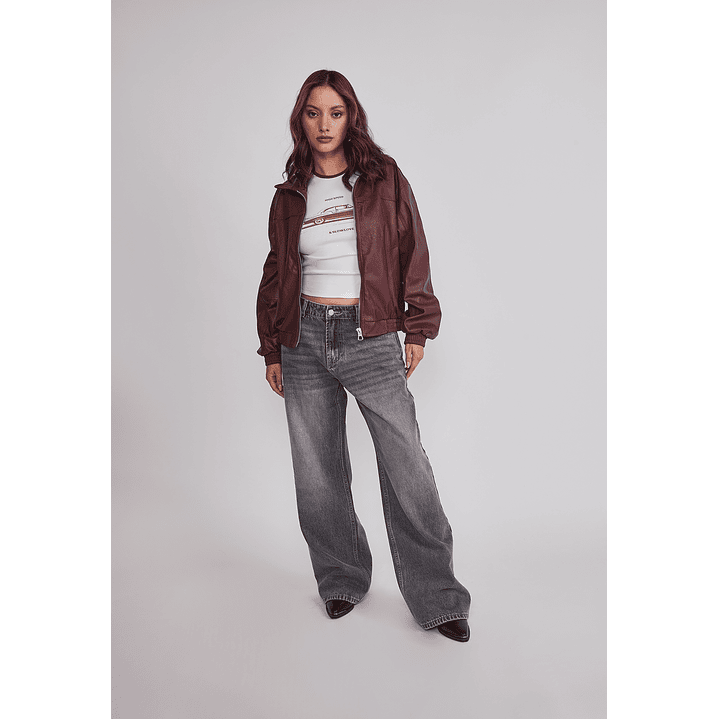 Jeans Mujer Baggy Tiro Medio Gris Sioux 2