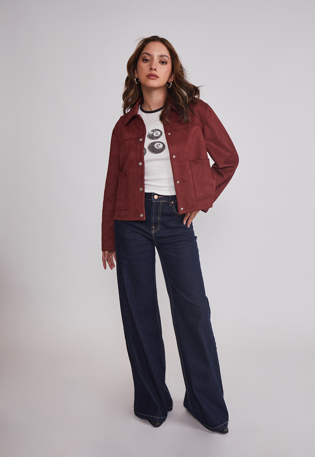 Chaqueta Mujer Bolsillos Delanteros Burdeo Sioux 3