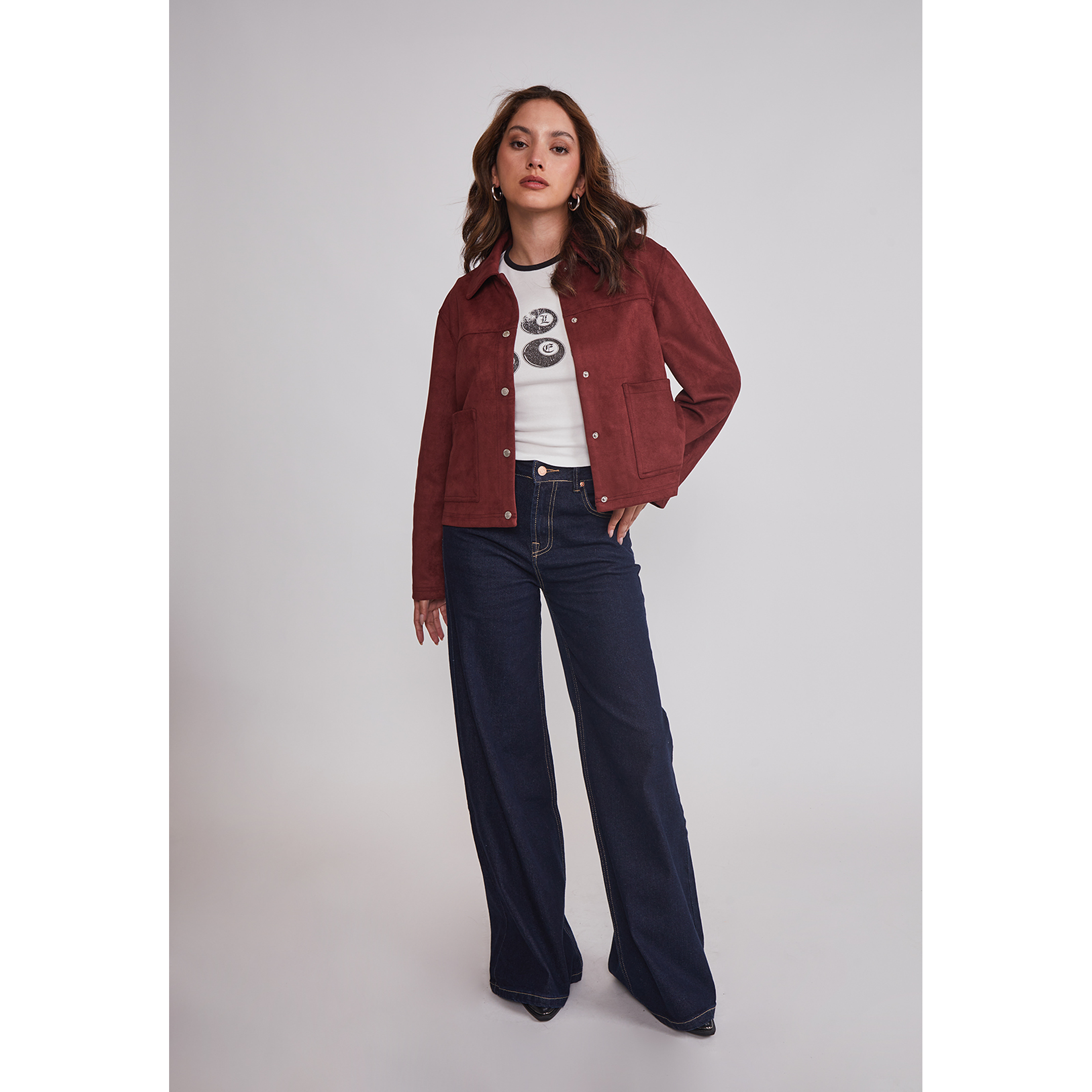 Chaqueta Mujer Bolsillos Delanteros Burdeo Sioux 2