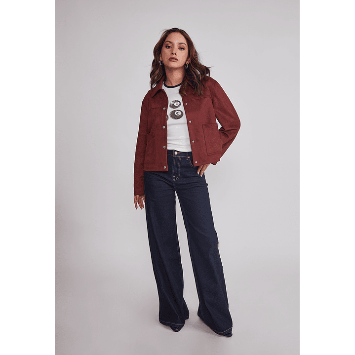 Chaqueta Mujer Bolsillos Delanteros Burdeo Sioux 2
