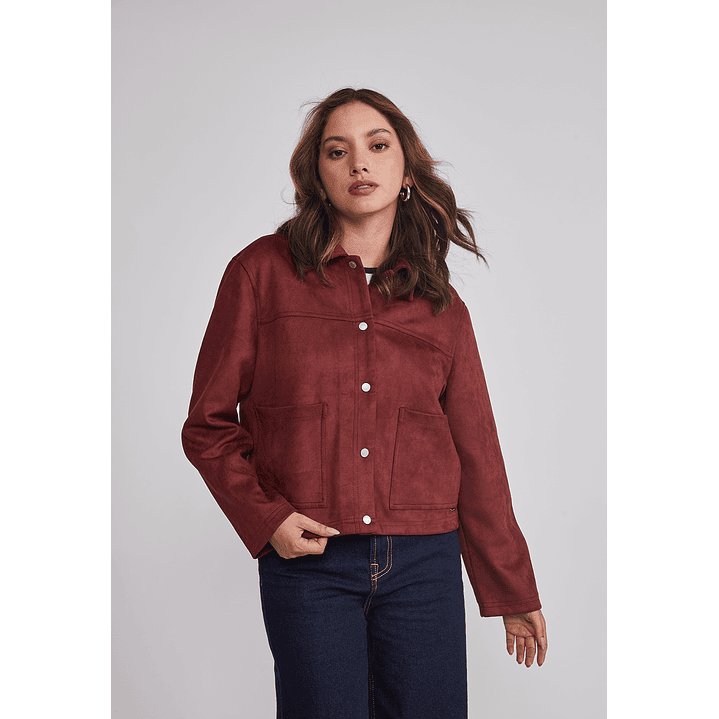 Chaqueta Mujer Bolsillos Delanteros Burdeo Sioux 1