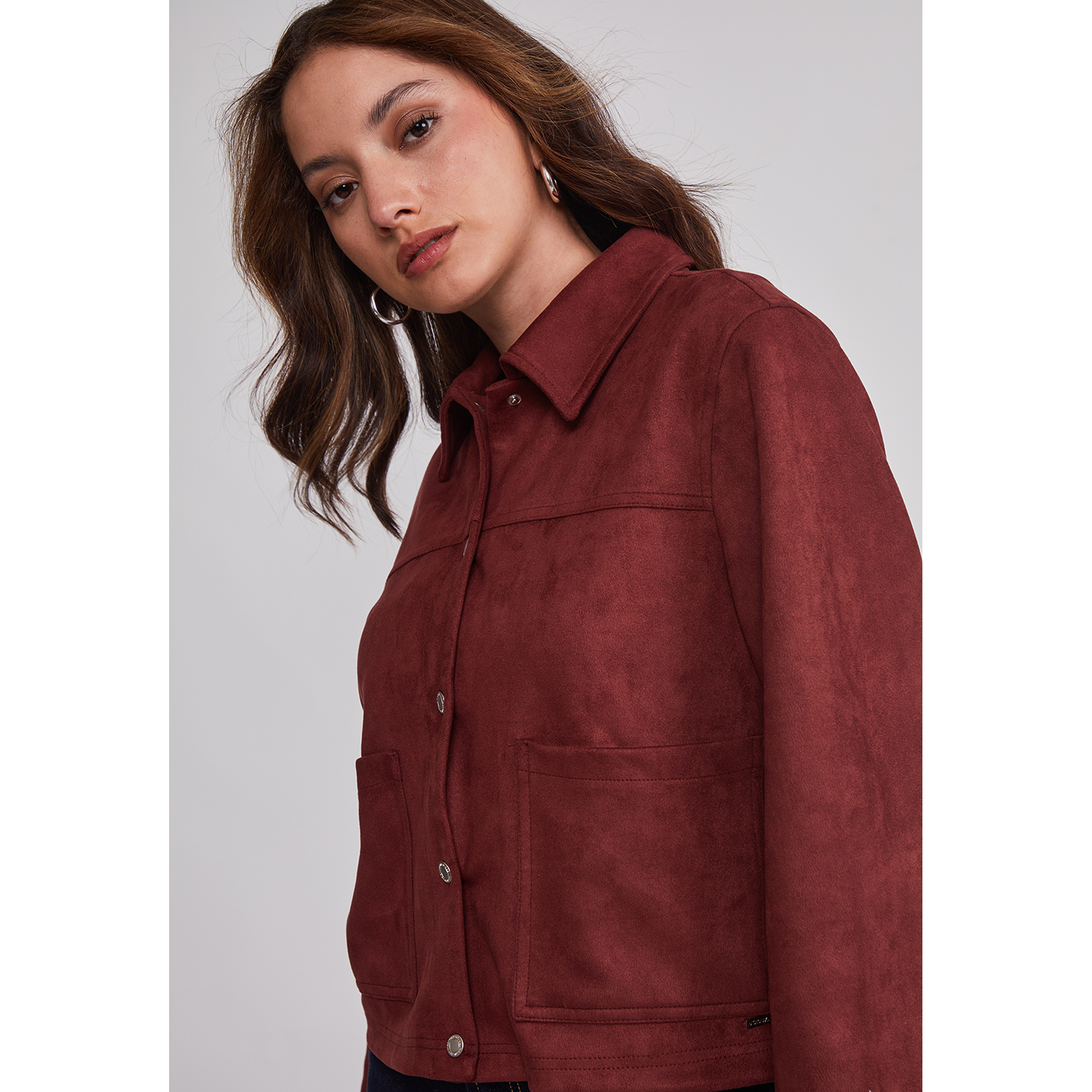 Chaqueta Mujer Bolsillos Delanteros Burdeo Sioux 4