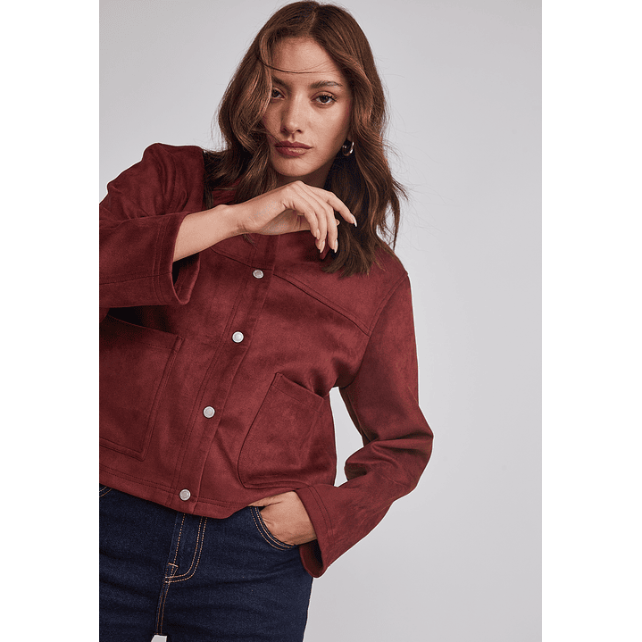 Chaqueta Mujer Bolsillos Delanteros Burdeo Sioux 5
