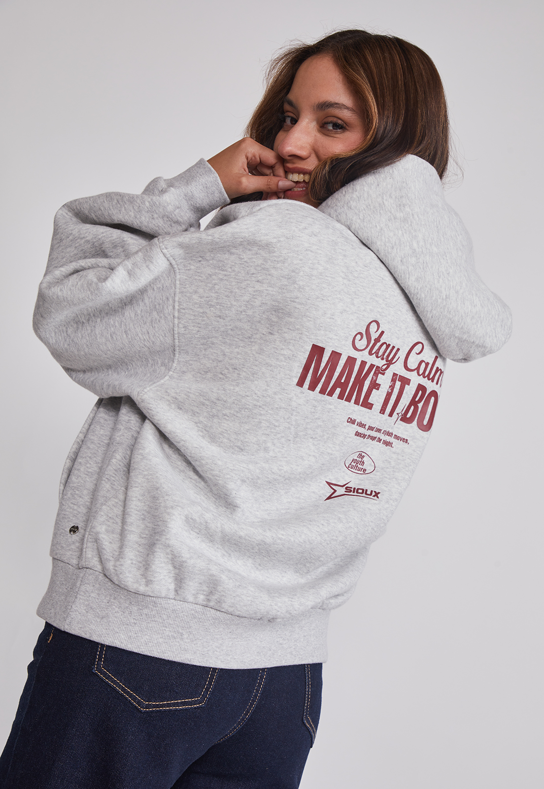 Polerón Mujer Espalda Trend Gris Sioux 5