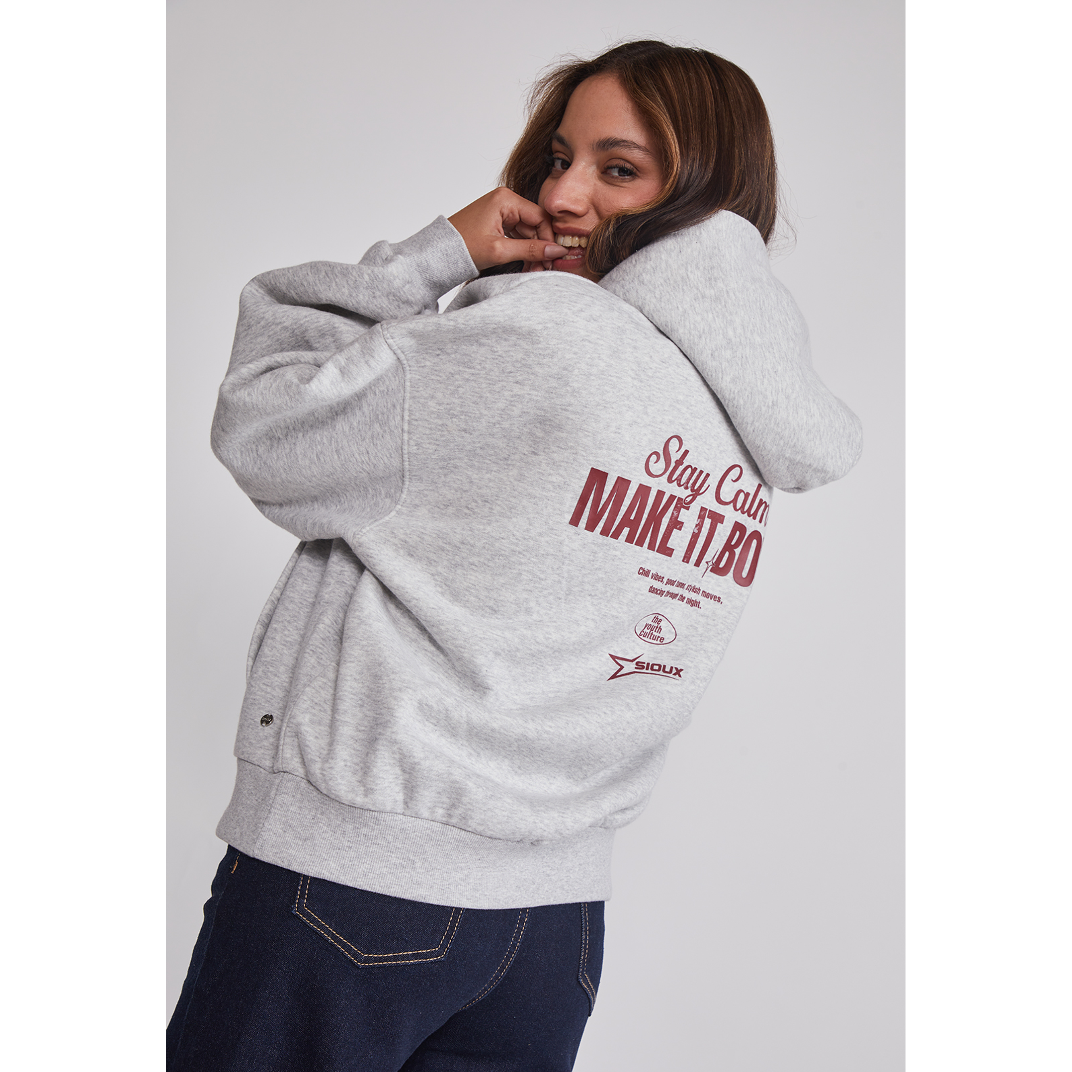 Polerón Mujer Espalda Trend Gris Sioux 5