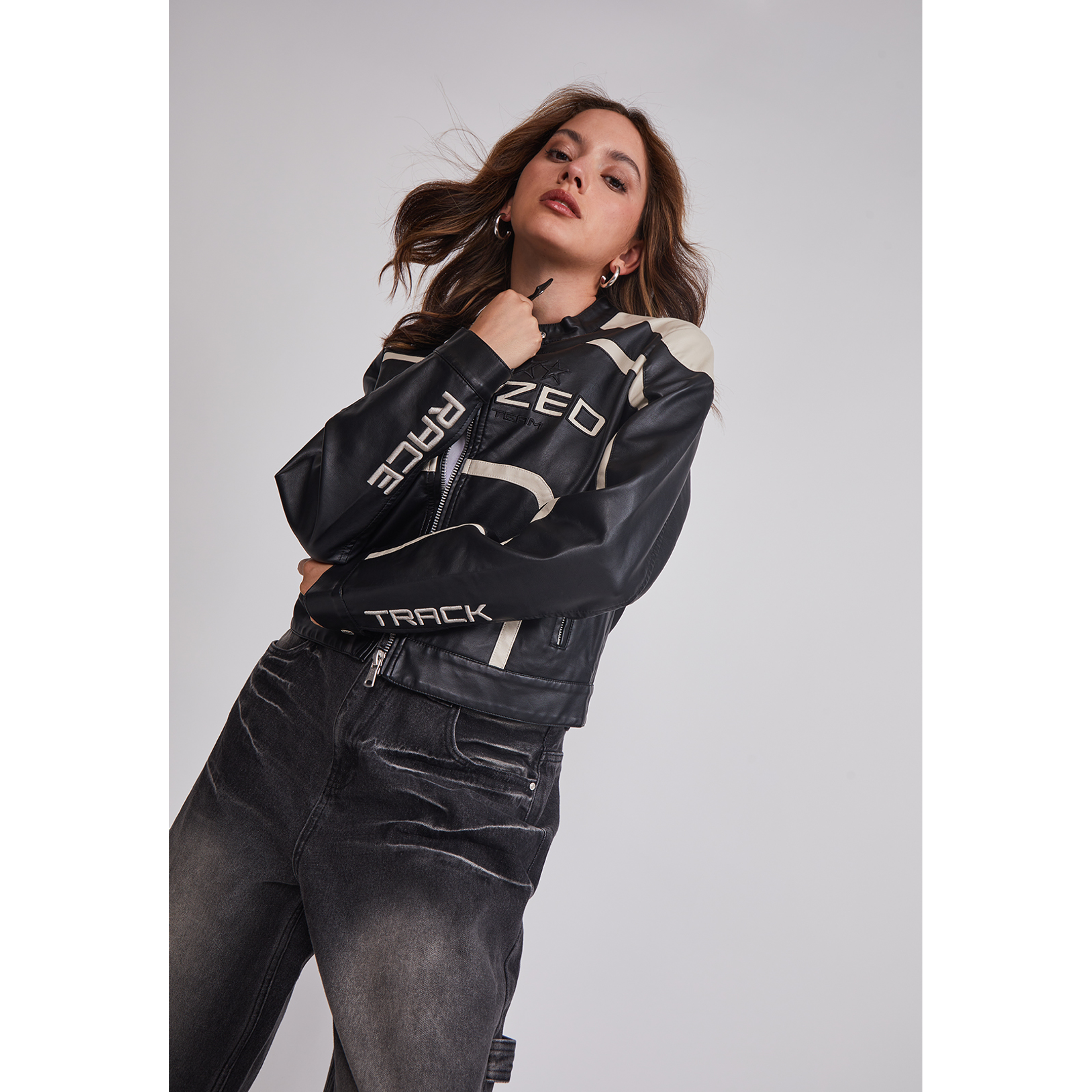 Chaqueta Mujer Ecocuero Racer Negro Sioux 5