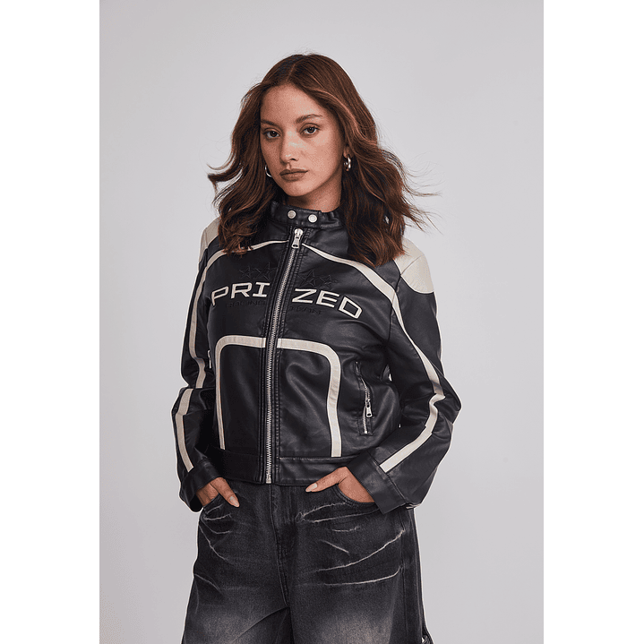 Chaqueta Mujer Ecocuero Racer Negro Sioux 1