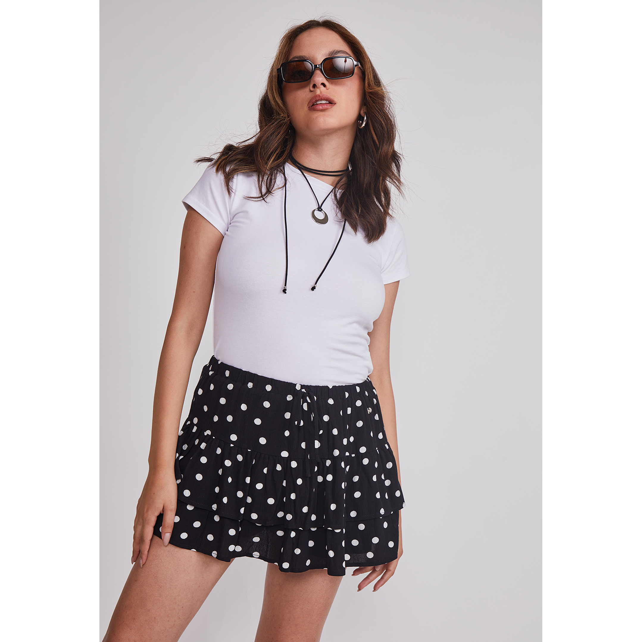 Falda Mujer Lunares Negro Sioux 1
