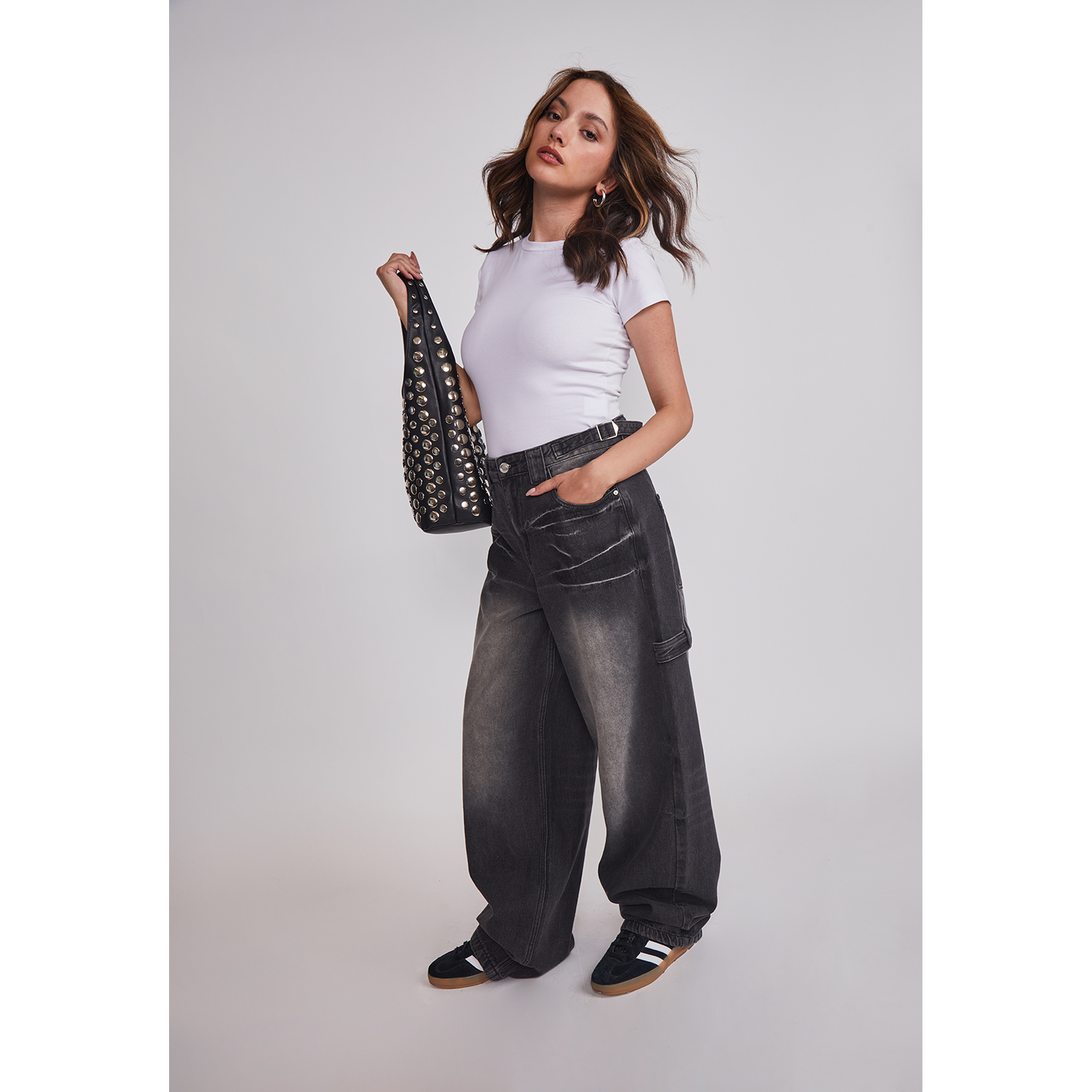 Jeans Mujer Balloon Carpenter Negro Sioux 5