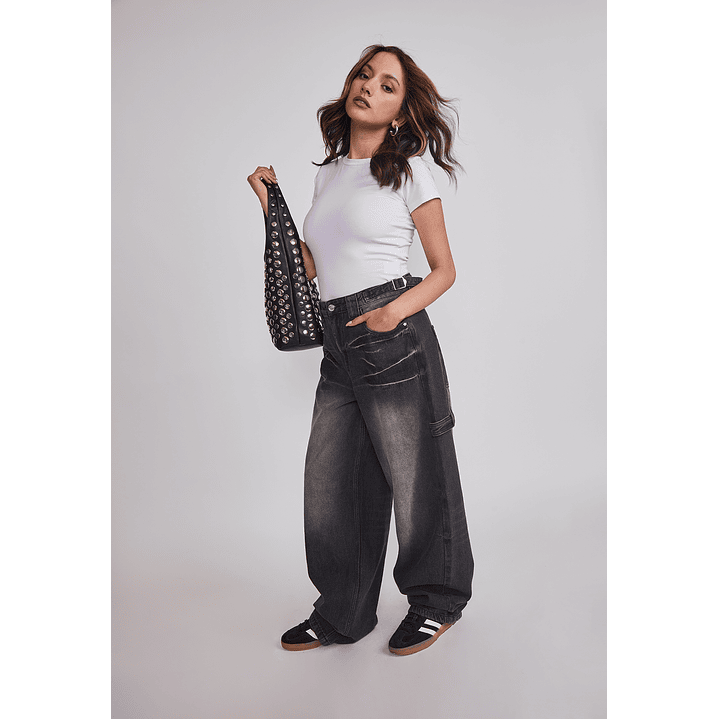 Jeans Mujer Balloon Carpenter Negro Sioux 5