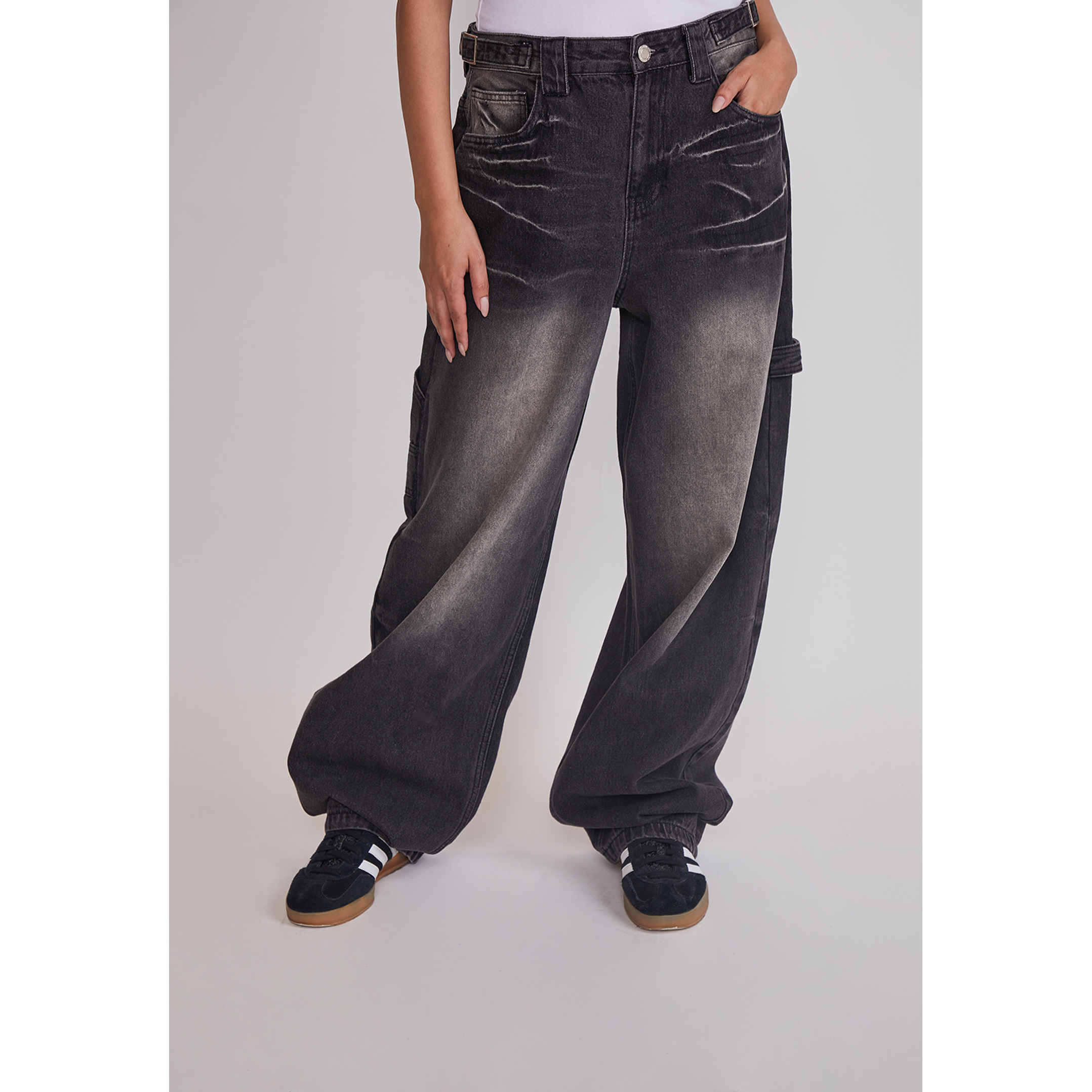 Jeans Mujer Balloon Carpenter Negro Sioux 1