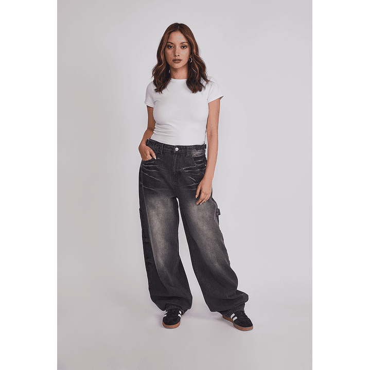 Jeans Mujer Balloon Carpenter Negro Sioux 2