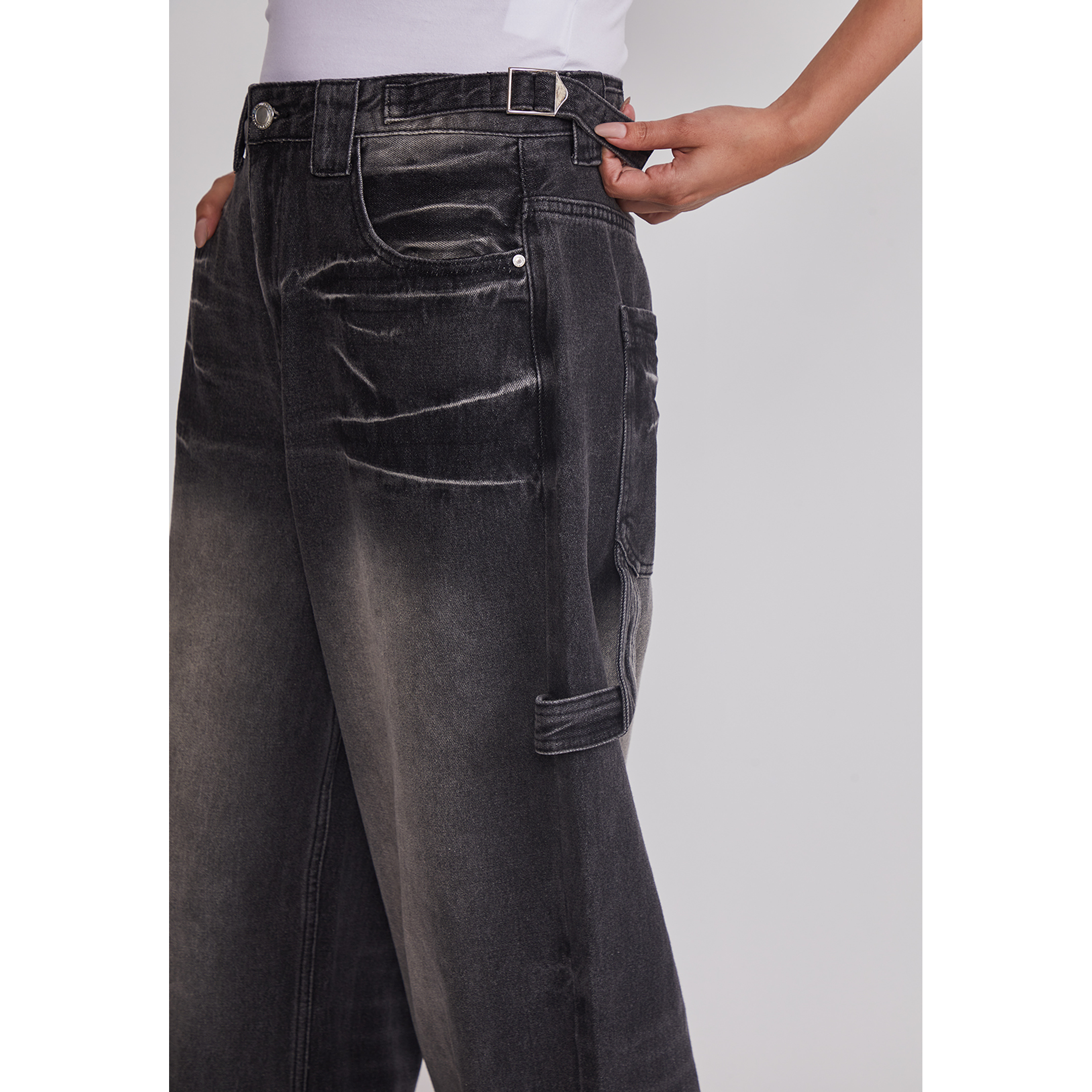 Jeans Mujer Balloon Carpenter Negro Sioux 4
