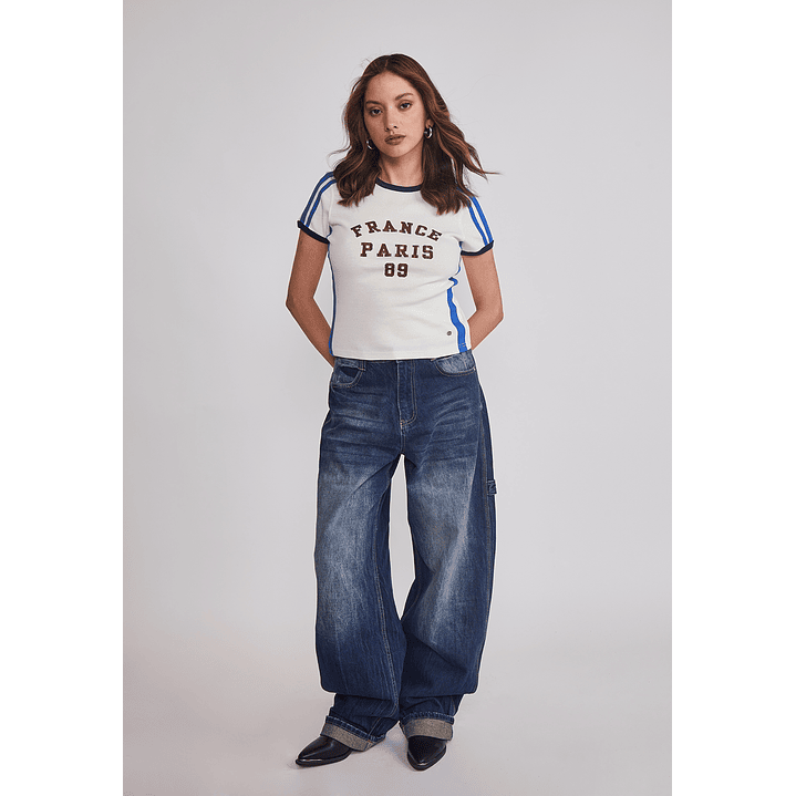 Polera Mujer Varsity Blanco Sioux 2