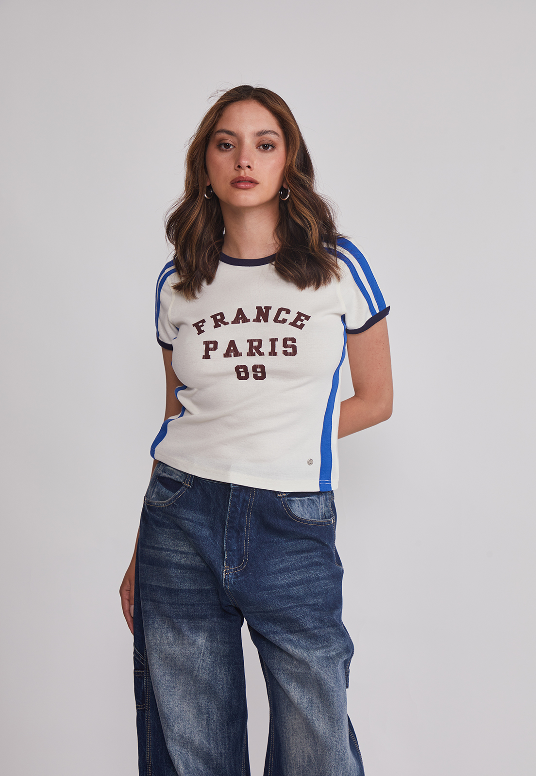 Polera Mujer Varsity Blanco Sioux 1