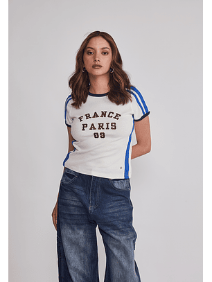 Polera Mujer Varsity Blanco Sioux