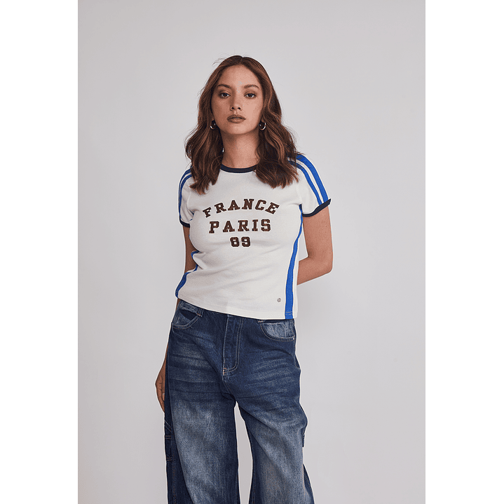 Polera Mujer Varsity Blanco Sioux 1
