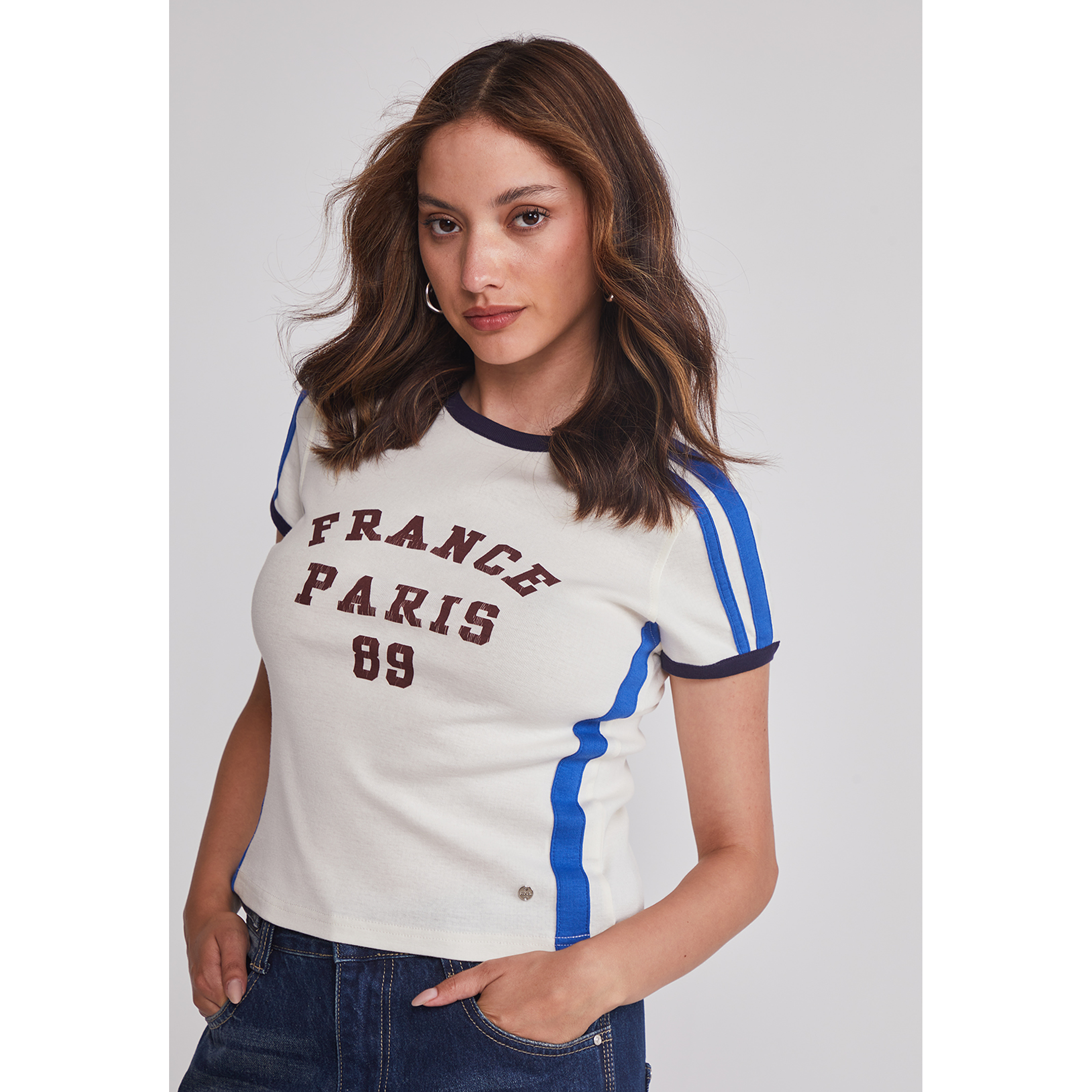 Polera Mujer Varsity Blanco Sioux 4