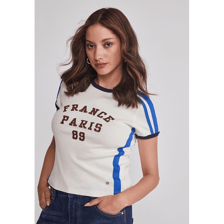 Polera Mujer Varsity Blanco Sioux 4
