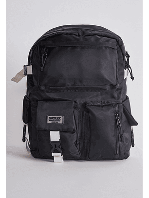 Mochila Lisa Bolsillos Negro Sioux