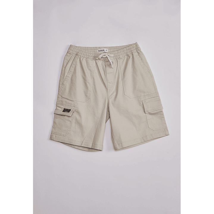 Bermuda Hombre Cargo Lavada Beige Sioux 1