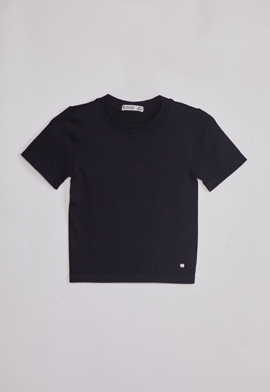 Polera Mujer Basic Ajustada Negro Sioux 1