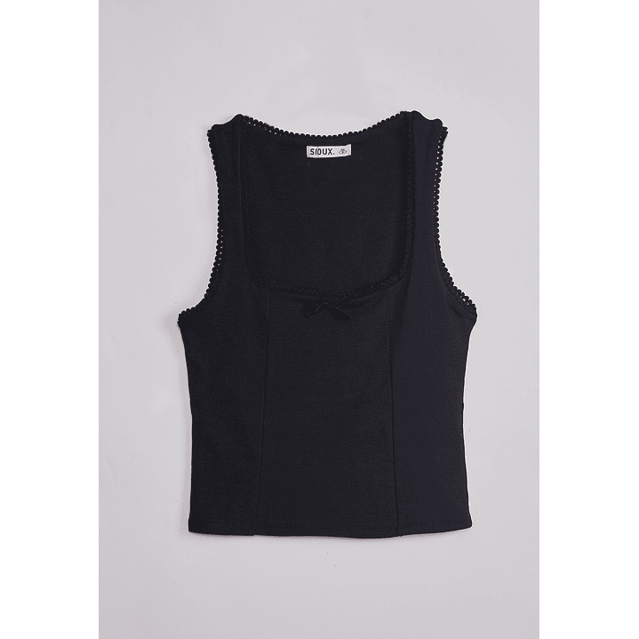 Peto Mujer Escote Cuadrado Negro Sioux 1