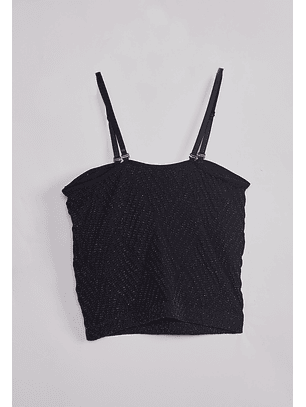 Peto Mujer Elasticado Brillos Negro Sioux