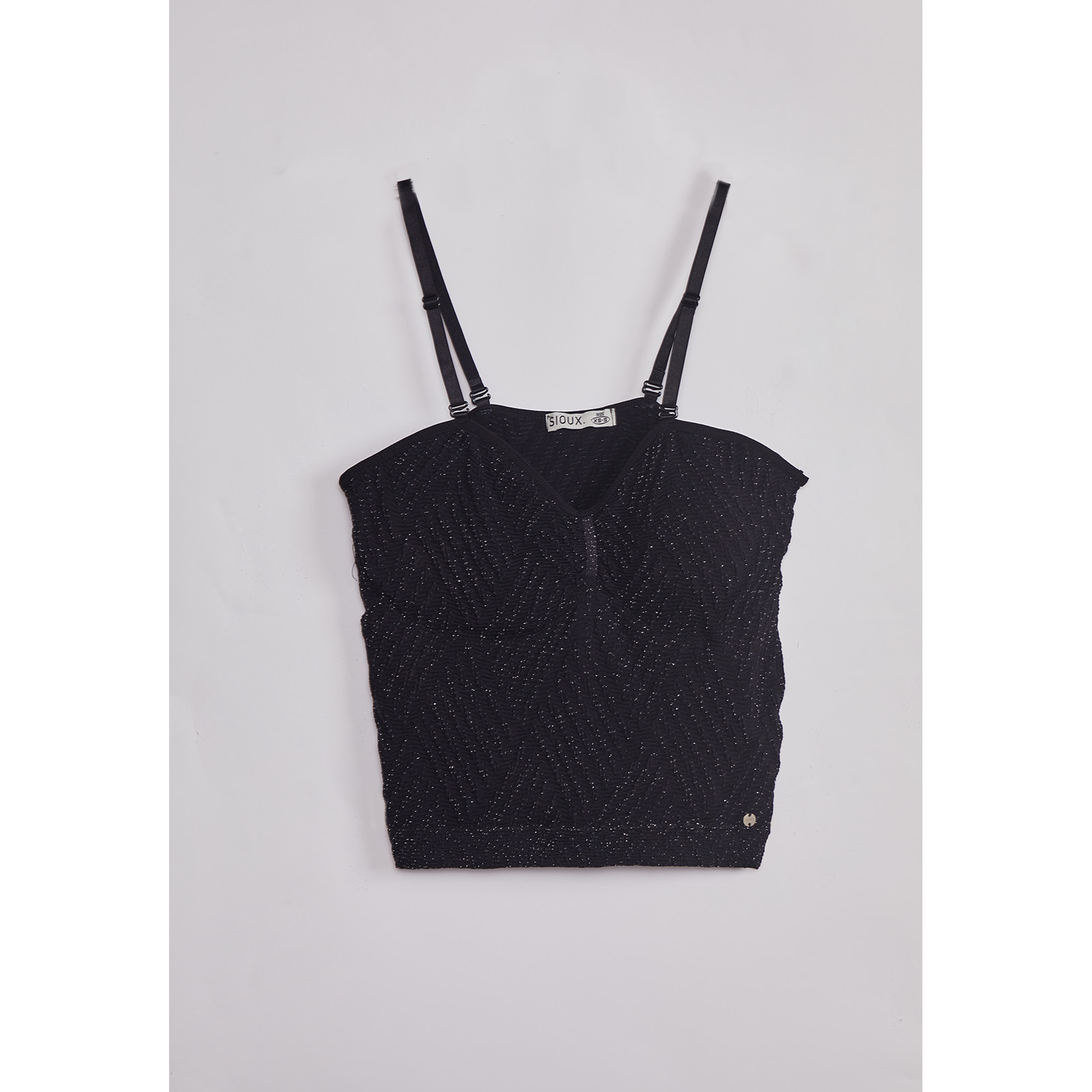 Peto Mujer Elasticado Brillos Negro Sioux 1