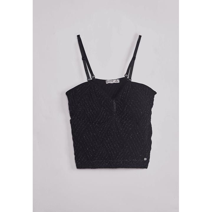 Peto Mujer Elasticado Brillos Negro Sioux 1