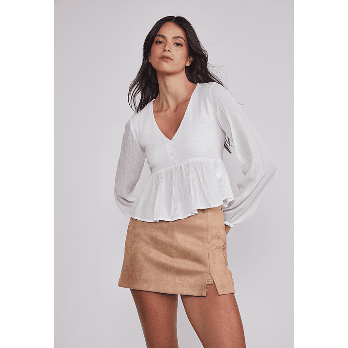 Blusa Mujer Corte Busto Blanco Sioux 1