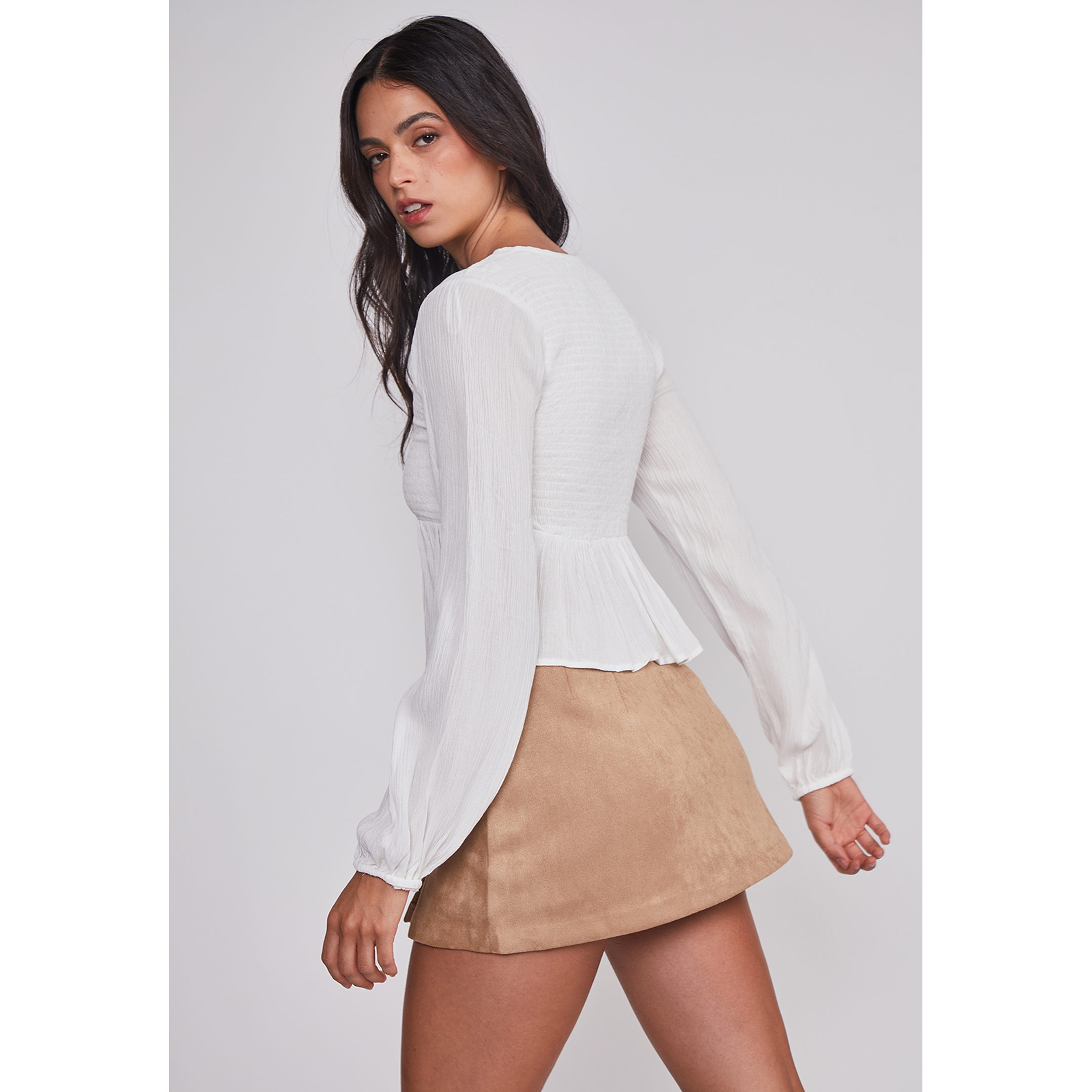 Blusa Mujer Corte Busto Blanco Sioux 2