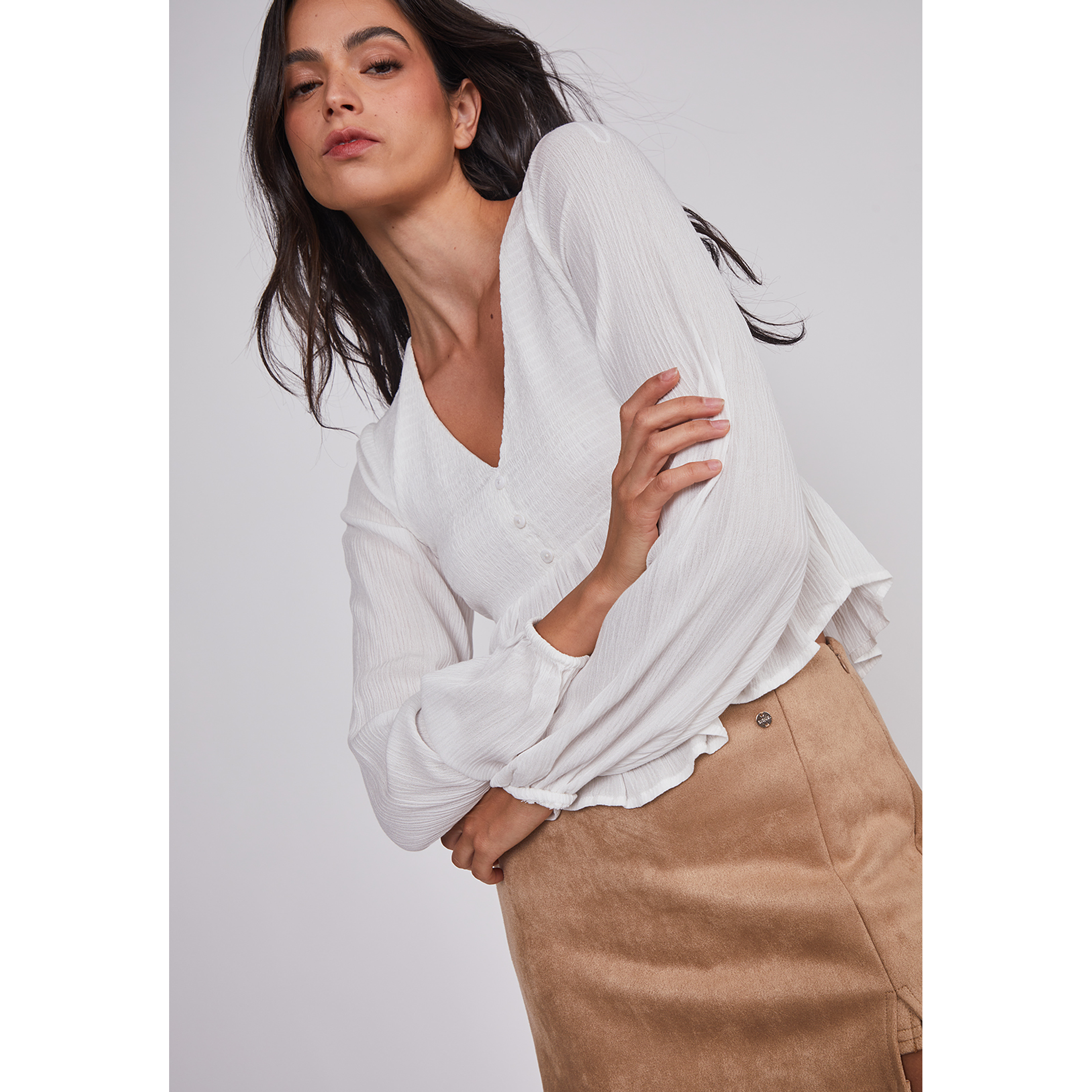 Blusa Mujer Corte Busto Blanco Sioux 4