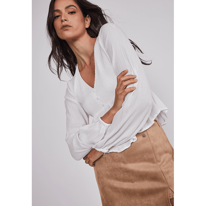 Blusa Mujer Corte Busto Blanco Sioux 4