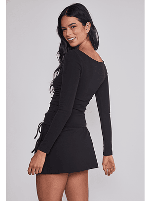 Polera Mujer Drapeada Color Negro Sioux