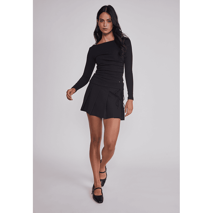 Polera Mujer Drapeada Color Negro Sioux 4