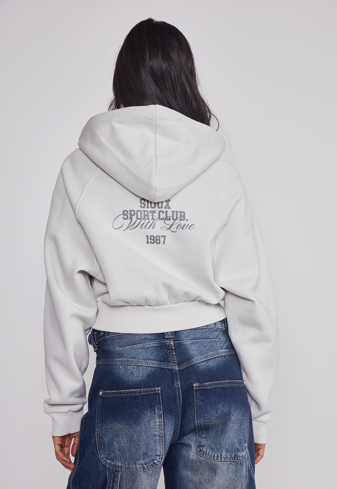 Polerón Mujer Crop Athletic Gris Sioux 2