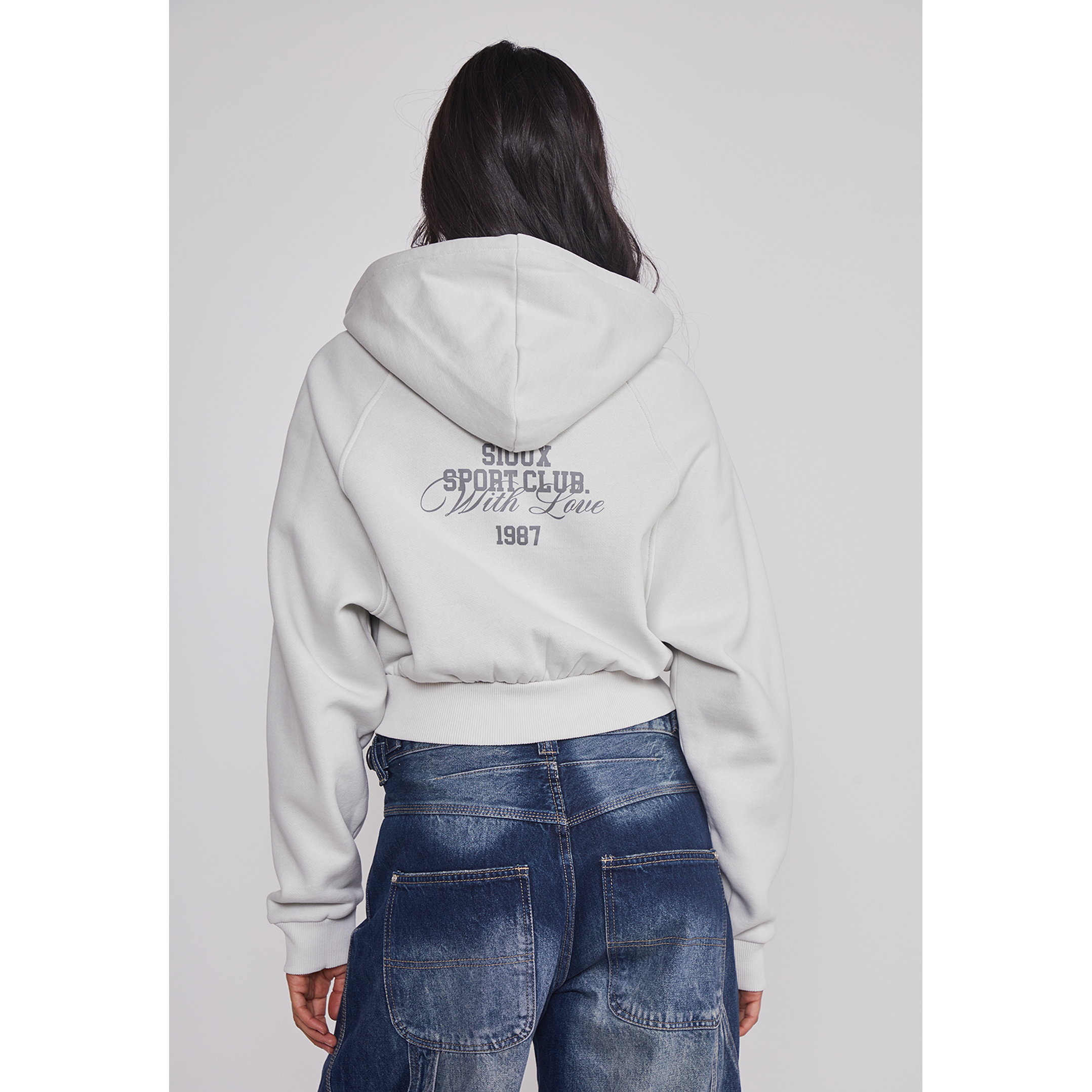 Polerón Mujer Crop Athletic Gris Sioux 2