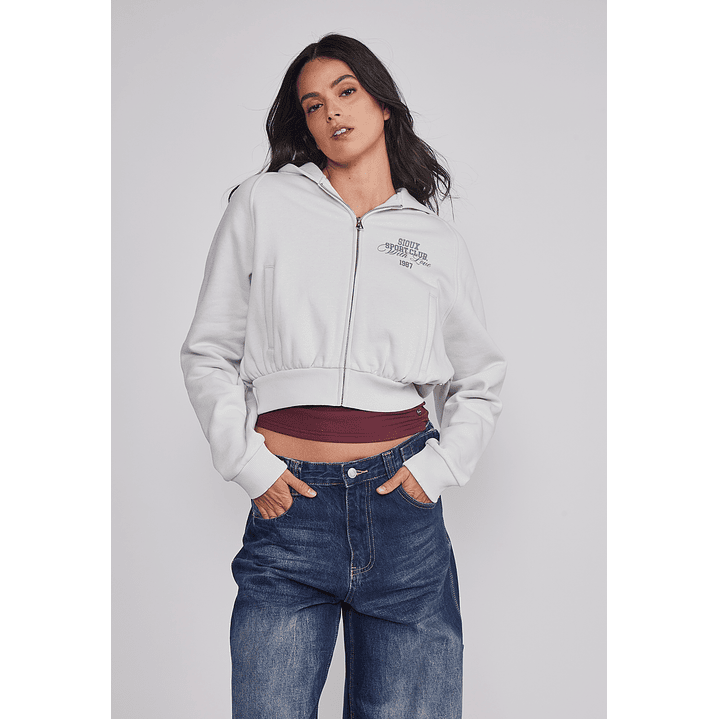 Polerón Mujer Crop Athletic Gris Sioux 1