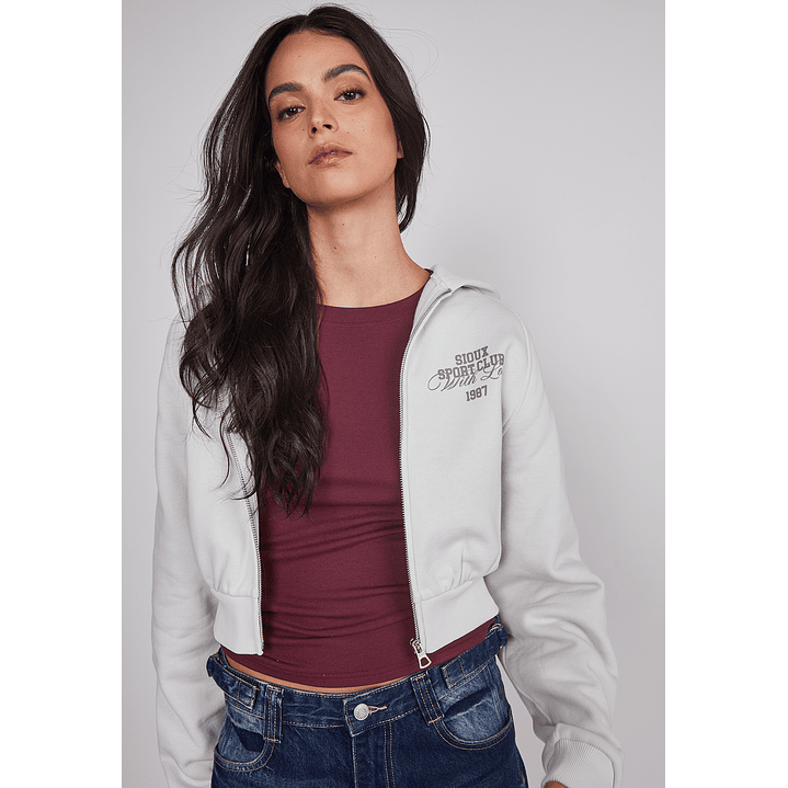 Polerón Mujer Crop Athletic Gris Sioux 4